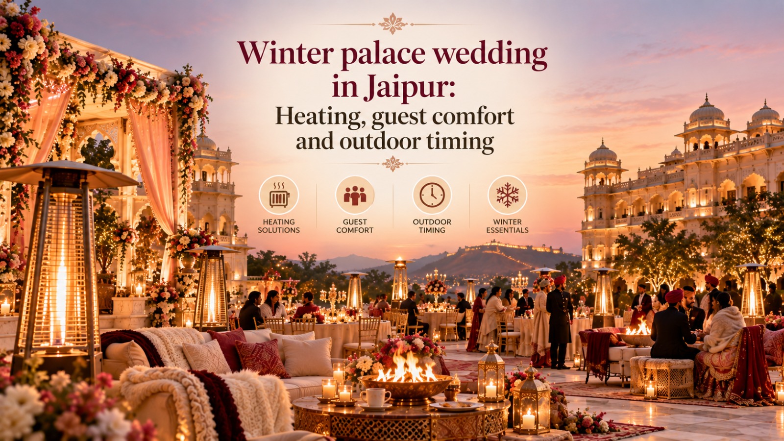 Winter palace wedding in Jaipur: Heating, guest comfort and outdoor timing